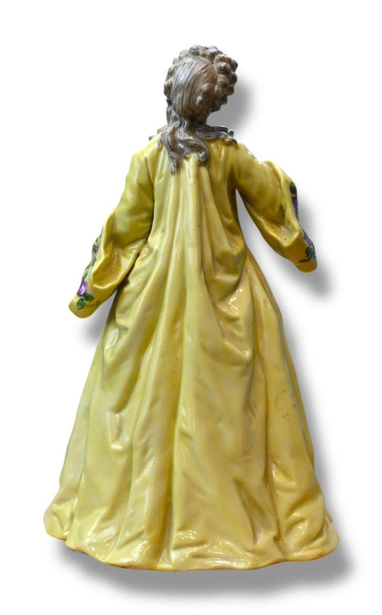 Figura in Porcellana Policroma Ispirata alla Contessa du Barry - Francia XIX Secolo-photo-3